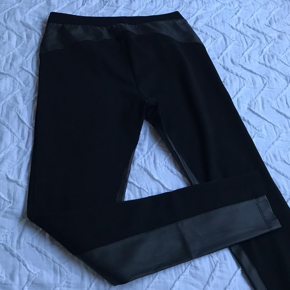 Faux leather accent leggings